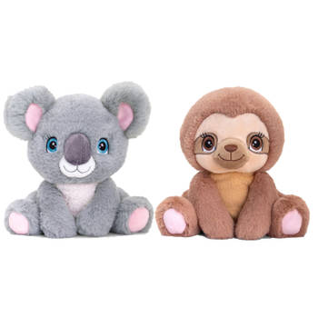 Keel Toys - Pluche knuffel dieren bosvriendjes set koala en luiaard 25 cm - Knuffeldier