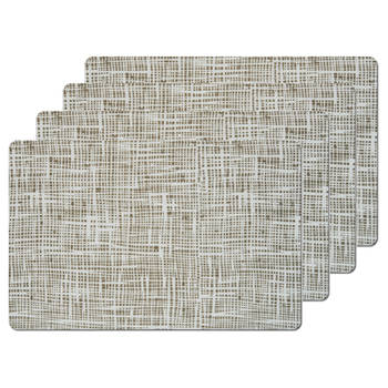 Zeller placemats abstract - 4x - grijs - 44 x 29 cm - kunststof - Placemats