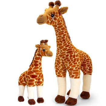 Pluche knuffel dieren Giraffes familie setje 30 en 70 cm - Knuffeldier
