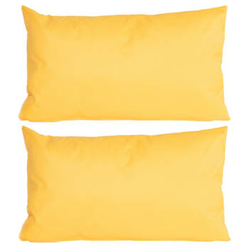 2x stuks buiten/woonkamer/slaapkamer kussens in het geel 30 x 50 cm - Sierkussens