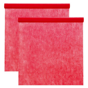 Santex Tafelkleed op rol - 2x - polyester - rood - 120 cm x 10 m - Feesttafelkleden