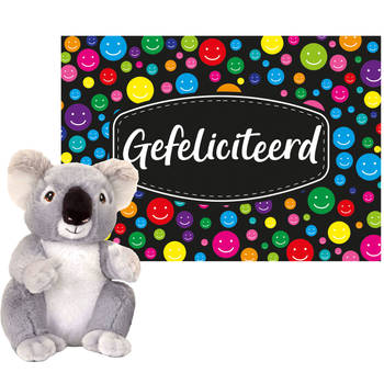 Keel toys - Cadeaukaart Gefeliciteerd met knuffeldier koala 26 cm - Knuffeldier