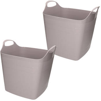 2x stuks bathroom Solutions Kuip - flexibel - emmer - grijs - 25 liter - Wasmanden