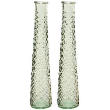 2x stuks vazen/bloemenvazen van gerecycled glas - D7 x H32 cm - beige - Vazen