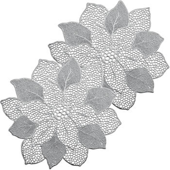 Zeller placemats lotus bloem - 8x - zilver - kunststof - 49 x 47 cm - Placemats