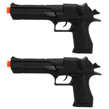 2x stuks verkleed speelgoed Politie accessoires/wapen pistool 21 cm - Verkleedattributen