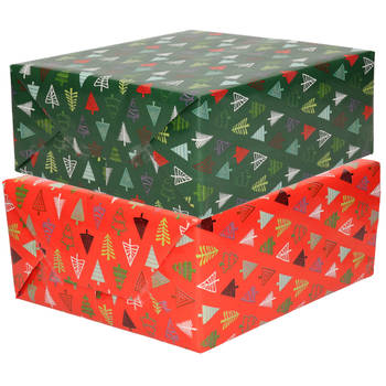 10x Rollen Kerst inpakpapier/cadeaupapier bomen 2,5 x 0,7 meter - Cadeaupapier