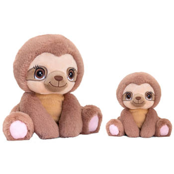 Keel Toys - Pluche knuffel dieren set 2x luiaards 16 en 25 cm - Knuffeldier