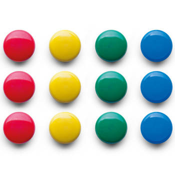 Zeller Koelkast/whiteboard magneten gekleurd - 12 stuks - 2 cm - Magneten