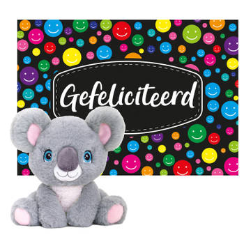 Keel toys - Cadeaukaart Gefeliciteerd met knuffeldier koala 25 cm - Knuffeldier