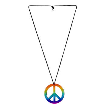 Hippie Flower Power Sixties sieraden peace teken ketting - Verkleedsieraden