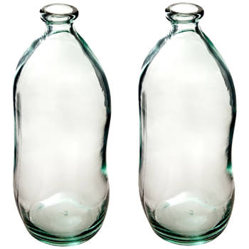 Atmosphera bloemenvaas - 2x - Organische fles vorm - helder transparant - glas - H36 x D15 cm - Vazen