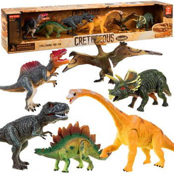 Set van 6 bewegende stoere dinosaurussen met bewegende delen