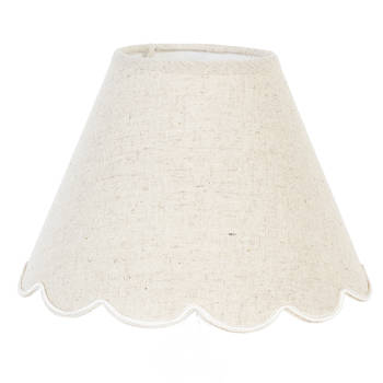HAES DECO - Lampenkap - Natural Cosy - wit katoen rond - formaat Ø 22x16 cm, voor Fitting E27 - Tafellamp, Hanglamp