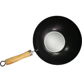 Keuken pan Anti Aanbaklaag - wokpan - houten handvat - non-stick - Ø 30 cm - Wok 30 cm houten handvat
