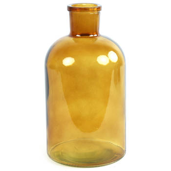 Countryfield vaas - goudgeel - glas - apotheker fles - D14 x H27 cm - Vazen