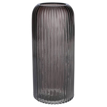 Bellatio Design Bloemenvaas - grijs - transparant glas - D10 x H25 cm - Vazen