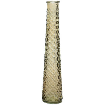 Vaas/bloemenvaas van gerecycled glas - D7 x H32 cm - transparant lichtbruin - Vazen