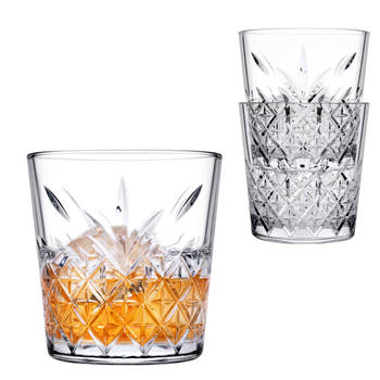 Whisky tumbler glazen - 12x - Timeless serie - transparant - 340 ml - Whiskeyglazen