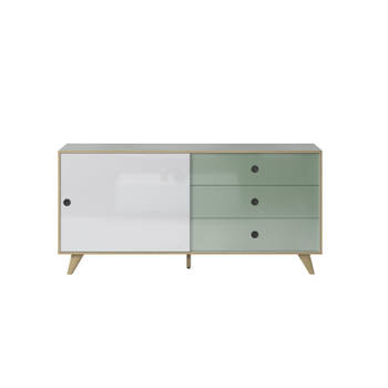 Adelaide dressoir 1 deur, 3 laden wit,groen.