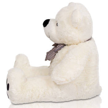 Teddybeer "Tommy" Wit, 140 cm, knuffelbeer, pluche beer, valentijnsdag, cadeau, kado