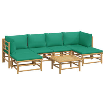 vidaXL 7-delige Loungeset met kussens bamboe groen