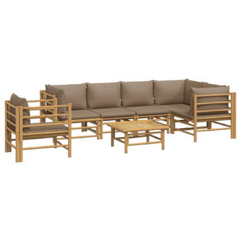 vidaXL 7-delige Loungeset met kussens bamboe taupe