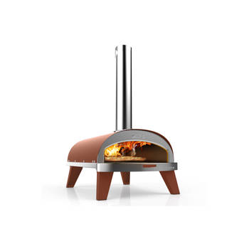 ZiiPa Pizza Oven Piana - Houtgestookt - met Thermometer - Terracotta - voor ø 30 cm pizza's - Roterende pizzasteen