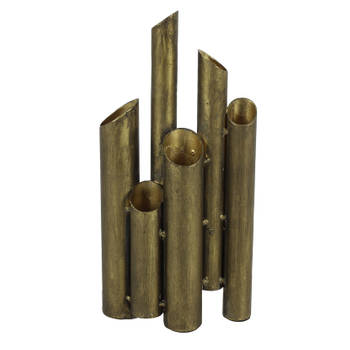 Countryfield Bloemenvaas Flute - metaal/nikkel - goud kleurig - 5 x 15 x 30 cm - Vazen