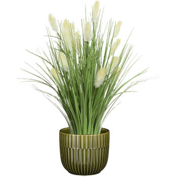 Kunstplant pampasgras - in pot groen - keramiek - H40 cm - Kunstbloemen
