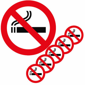 Set van 10x stuks sticker verboden te roken 10.5 cm vierkant - Feeststickers