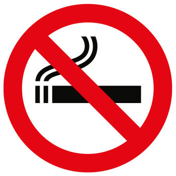 Sticker verboden te roken 10,5 cm vierkant - Niet roken - Verbodsborden - Feeststickers