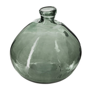 Atmosphera bloemenvaas Organische bol fles vorm - groen transparant - glas - H22 x D21 cm - Vazen