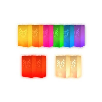 Candle bags - 10x - hartjes kleurenmix - brandvertragend papier - 26 cm - Feestlampionnen