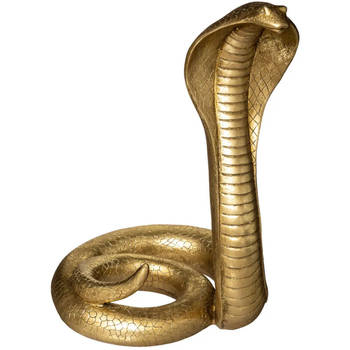 Atmosphera Home decoratie dier/slangen beeldje Cobra - goud kleurig - 36 x 25 cm - Beeldjes