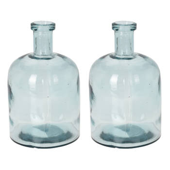 H&S Collection Fles Bloemenvaas Umbrie - 2x - Gerecycled glas - transparant - D15 x H24 cm - Vazen