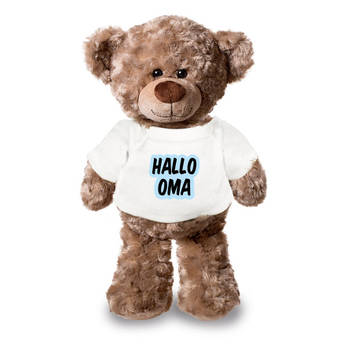 Hallo oma aankondiging jongen pluche teddybeer knuffel 24 cm - Knuffelberen