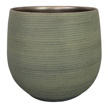 Ter Steege Plantenpot - donkergroen - stripes - keramiek - D36xH32 cm - Plantenpotten