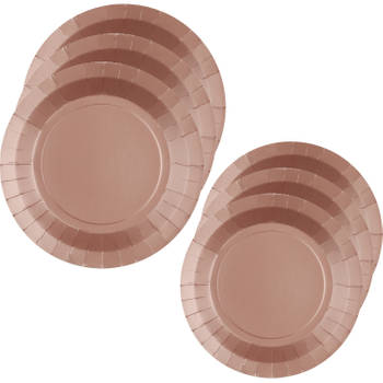 Santex Feest borden set - 20x stuks - rose goud - 17 cm en 22 cm - Feestbordjes