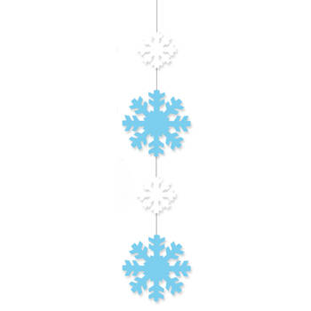 Decoratie hanger met sneeuwvlokken 120 x 25 cm - Feestslingers
