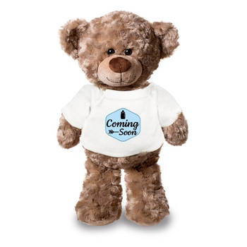 Coming soon aankondiging jongen pluche teddybeer knuffel 24 cm - Knuffelberen