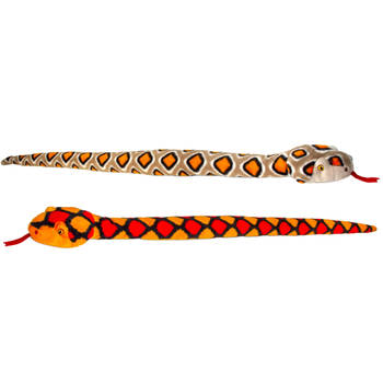 Keel Toys - Pluche knuffel dieren set van 2x slangen bruin en rood 100 cm - Knuffeldier