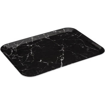 5Five Dienblad/serveer tray Marble - Melamine - zwart - 33 x 43 cm - Dienbladen