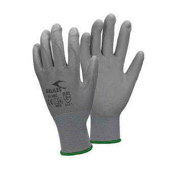 ECD Germany 24 paar werkhandschoenen met PU coating - maat 11-XXL - grijs - monteurshandschoenen