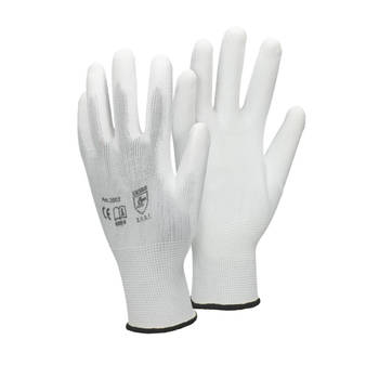ECD Germany 144 paar werkhandschoenen met PU coating - maat 10-XL - wit - monteurshandschoenen montagehandschoenen