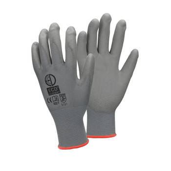 ECD Germany 144 paar werkhandschoenen met PU coating - maat 7-S - grijs - monteurshandschoenen