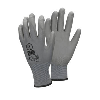 ECD Germany 144 paar werkhandschoenen met PU coating - maat 10-XL - grijs - monteurshandschoenen