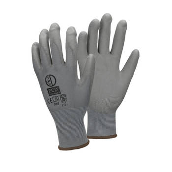 ECD Germany 240 paar werkhandschoenen met PU-coating, maat 9-L, grijs, ademend, anti-slip, robuust