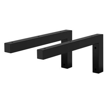 Wandhouder set van 2 hoek L-vorm 30x15 cm zwart staal ML-Design