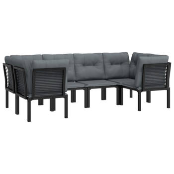 vidaXL 6-delige Loungeset poly rattan zwart en grijs